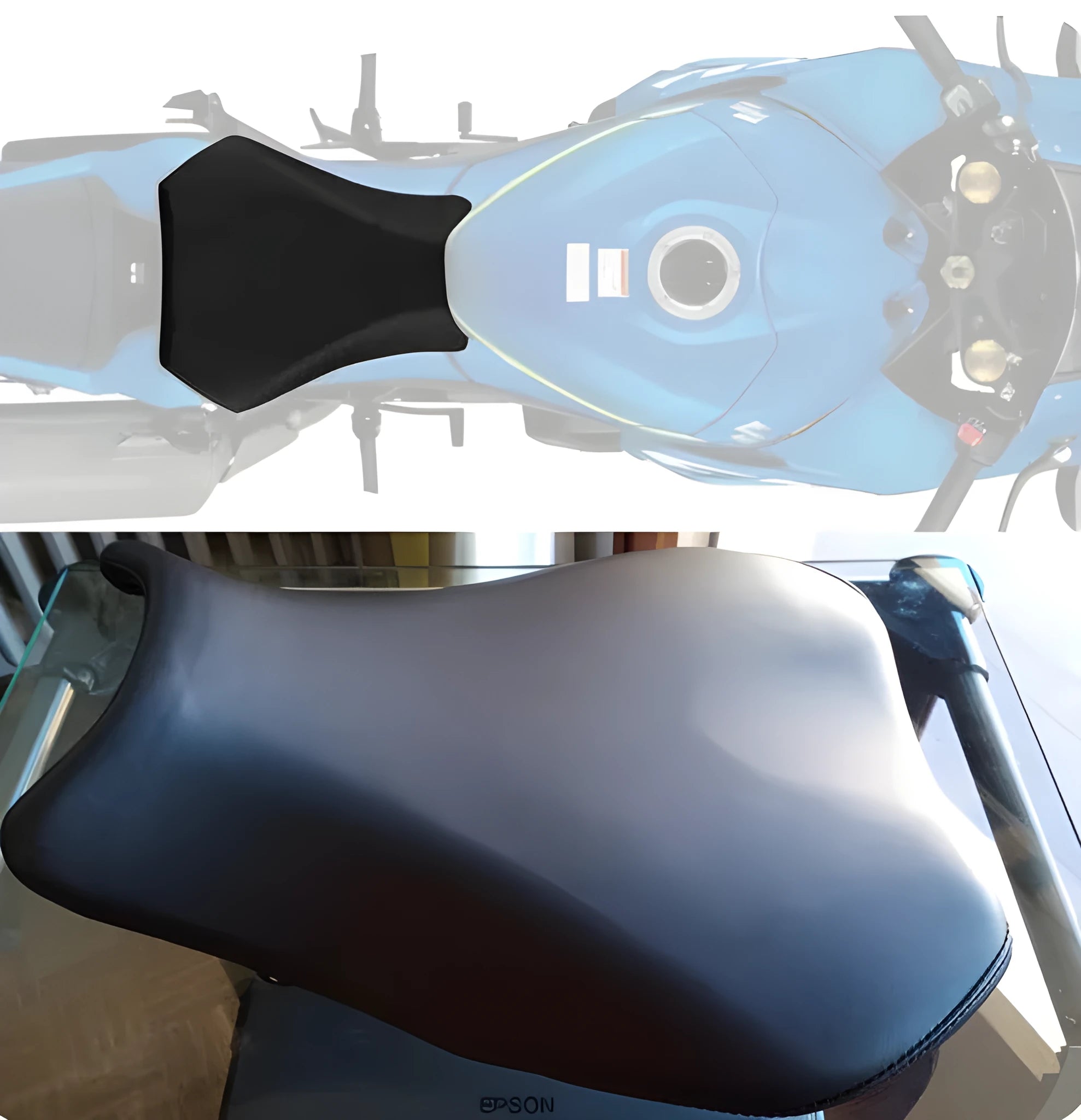 PU leather seat cover set for Suzuki GSXR1000 motorcycle front and rear seats.
