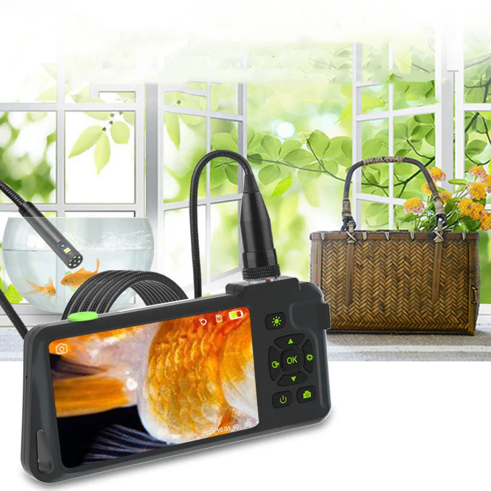 Portable handheld industrial endoscope with 4.5-inch screen and flexible inspection probe
