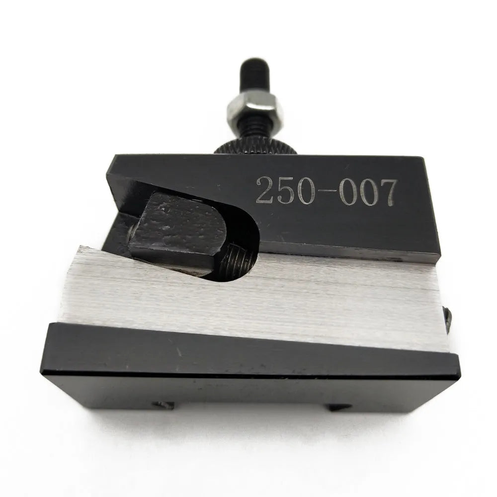 Machifit 250-000 wedge-type steel quick change tool post and holder for a woodworking lathe.