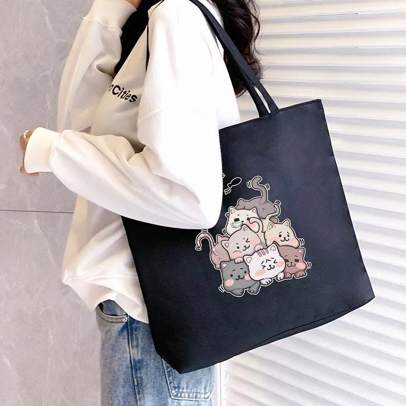 Women's canvas tote bag Oxford cloth printed horizontal square style with double shoulder straps