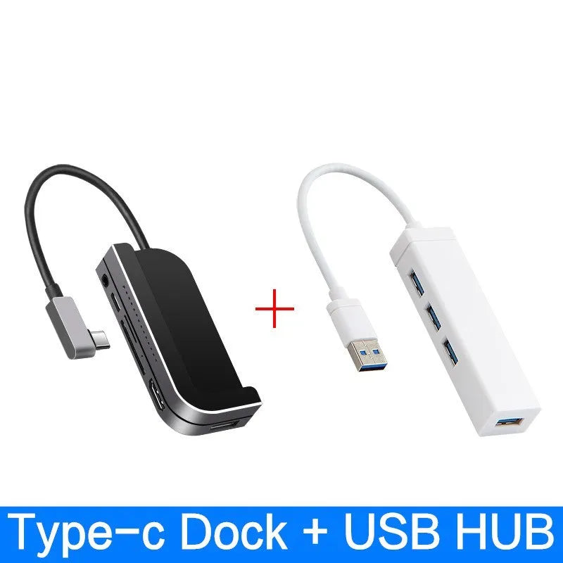 Silver aluminium grey 6-in-1 USB-C docking station for iPad Pro with multiple ports