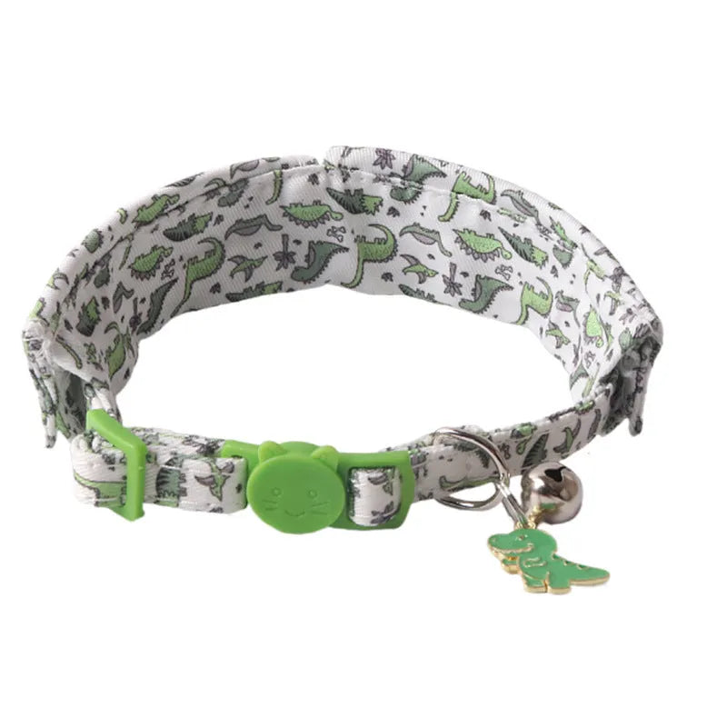Pet supplies peach skin fabric collar with metal accessories in dinosaur design, 28cm length