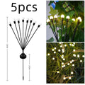 Solar-powered garden lamp with automatic light sensor and ground stake, showing warm white and coloured LED options.