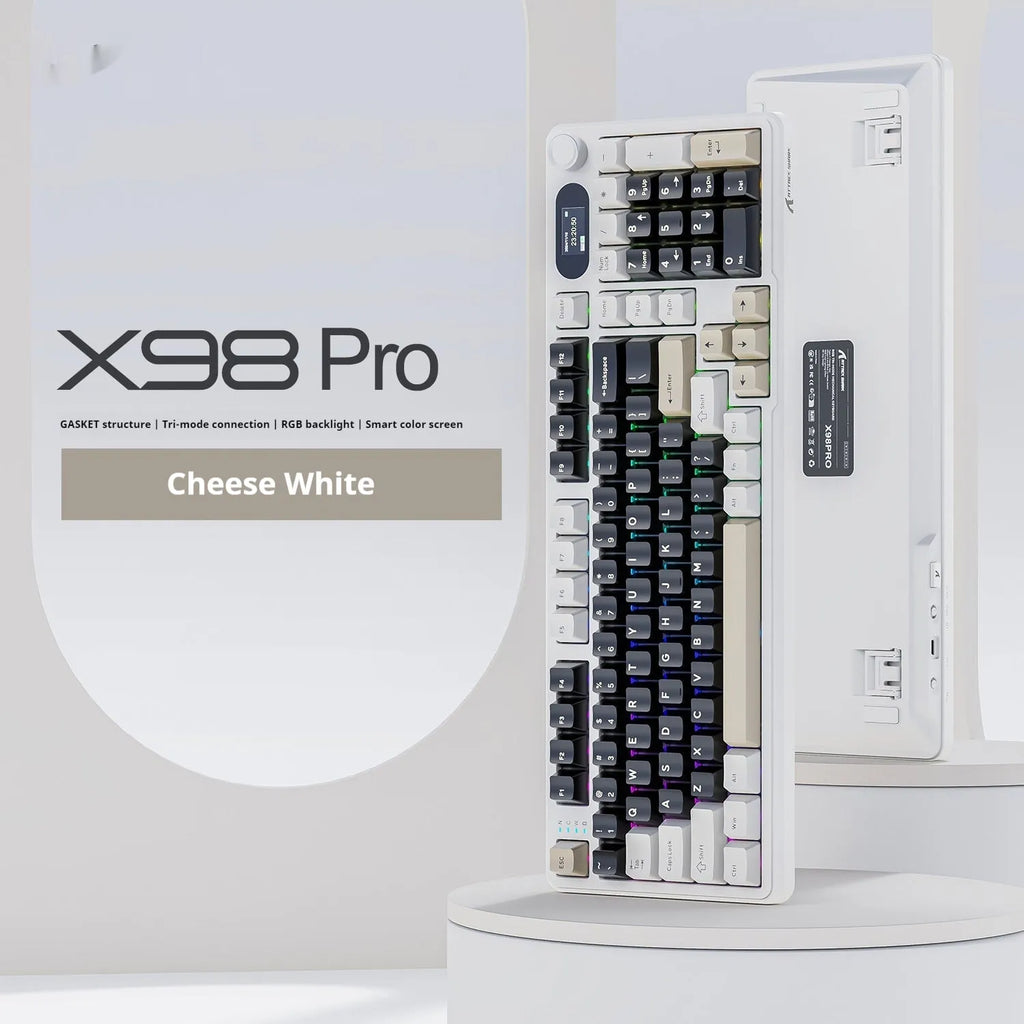 Attack Shark X98PRO three-mode RGB wireless Bluetooth mechanical keyboard with side engraving and knob, ABS black body