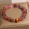 Natural Super Seven Crystal bracelet for women showing White Crystal and Red Agate in a cartoon style.