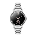 AK38 ladies smart watch with stainless steel Milanese band and a lit 1.09-inch colour screen.