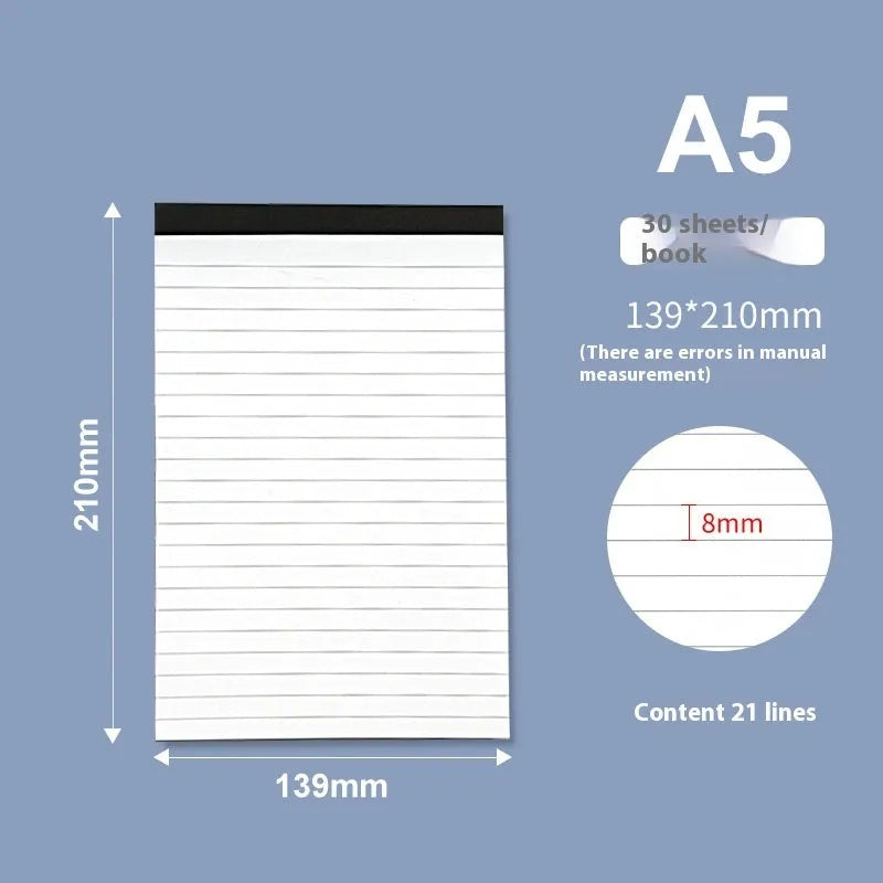 A4 tear-off meeting notebook with grid format pages and adhesive binding