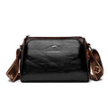 Oil wax leather women's crossbody bag with double-sided design and sandwich pocket in beige