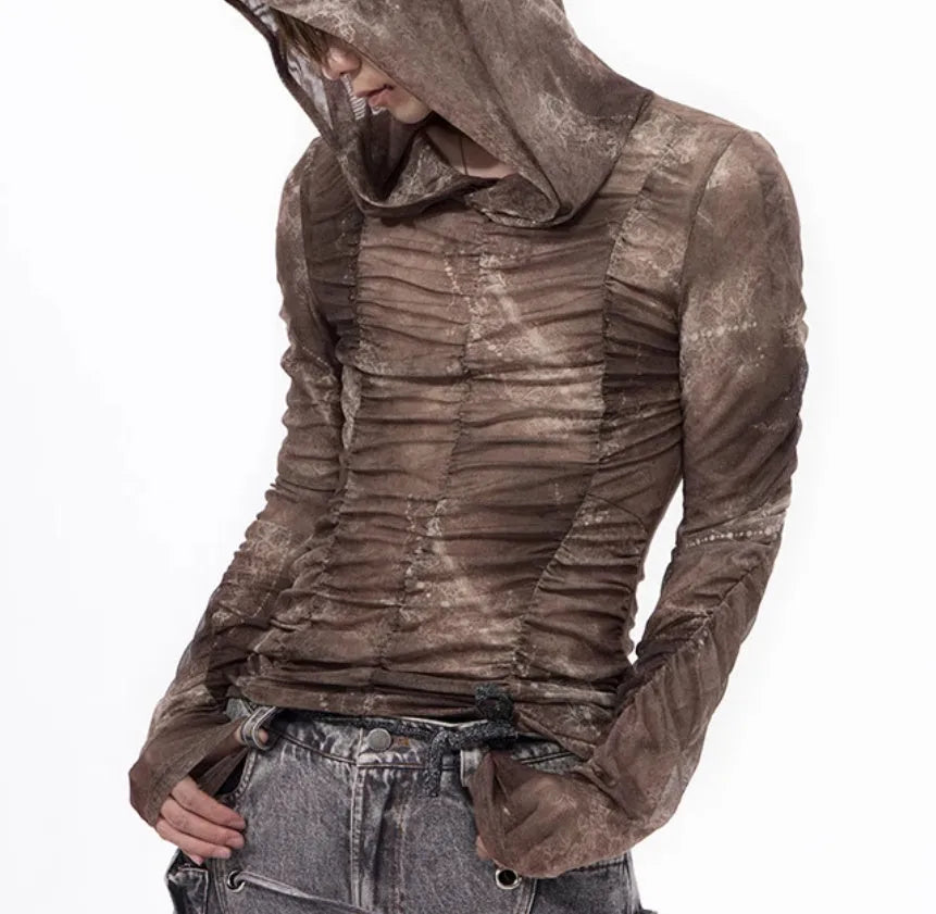Boys lightweight ice silk bottoming shirt in picture colour with printing pleating design