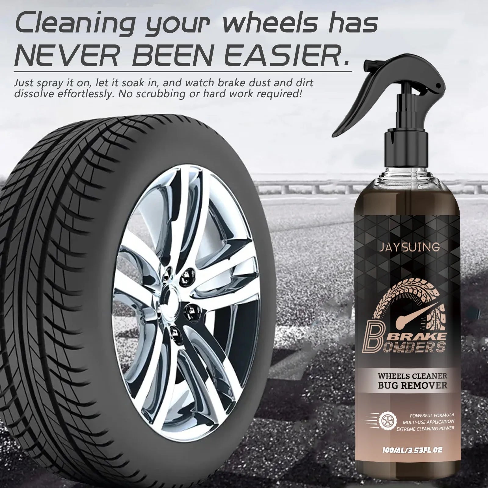 Car brake disc cleaning kit with 100ml spray bottle, small sponge, and microfibre cloth.