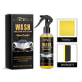 Wash coating detailer kit with PET bottle, sponge, and microfibre cloth for car gloss.