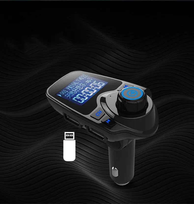 Black G7 Bluetooth car FM transmitter hands-free device with USB port and TF card slot