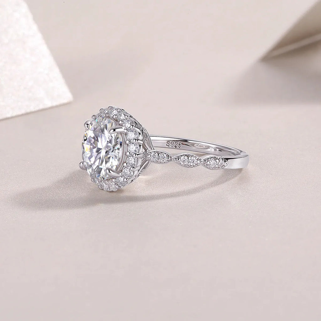 3-carat moissanite wedding ring set with S925 silver platinum plating in gift box