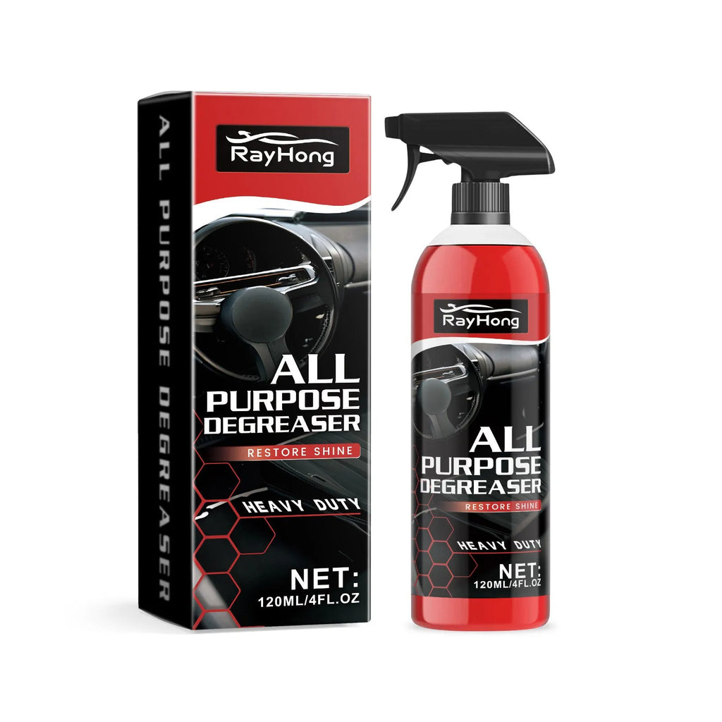 Car multifunction stain cleaner 120ml bottle with green label and trigger spray