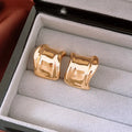 Retro geometric alloy ear studs for women, silver needle finish, electroplated