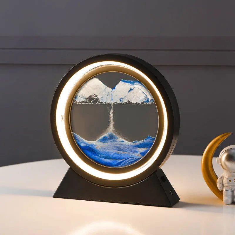 3D dynamic art ornament with quicksand effect, glass and plastic, 24cm high, in blue, gold, green, grey, purple or red