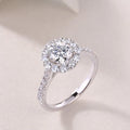 1-carat moissanite wedding ring set in S925 silver with platinum plating on white background