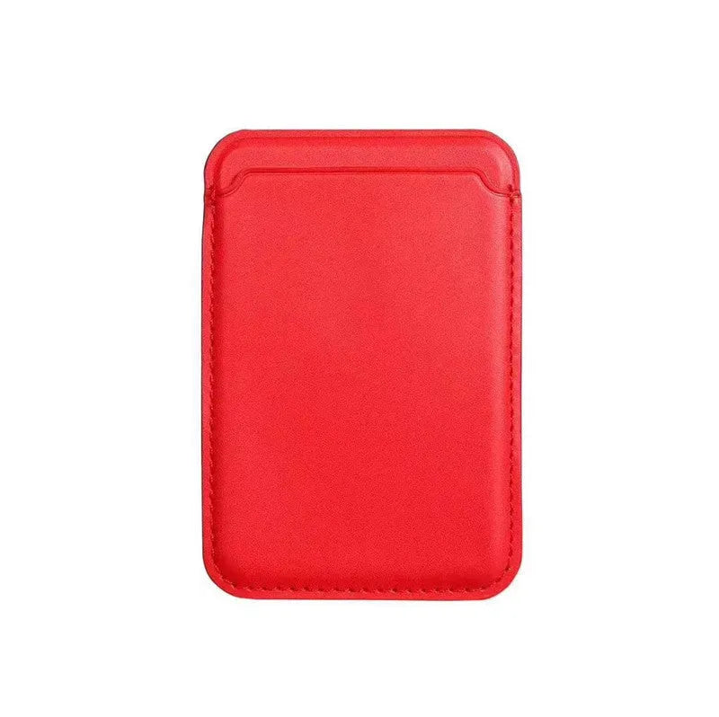 Black MagSafe-compatible iPhone case with integrated magnetic card holder in PU leather