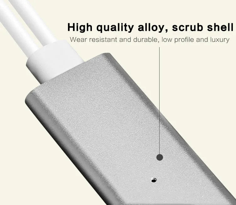 2 in 1 plug-and-play cable with HDMI interface, 2 metre length, silver colour