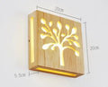 Solid wood wall lamp with Happiness Tree pattern, Japanese modern style, 220V LED, three colours