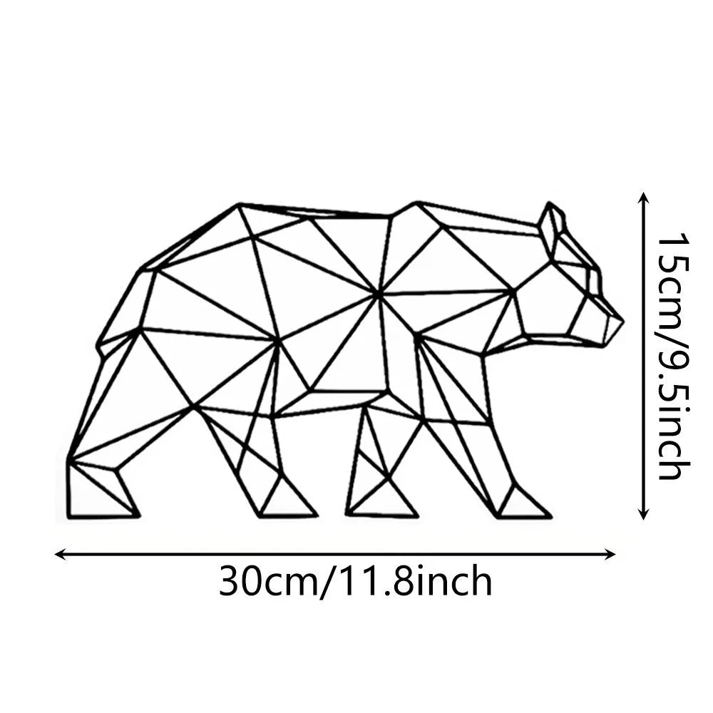 Polar bear silhouette metal iron wall hanging decoration modern Chinese style