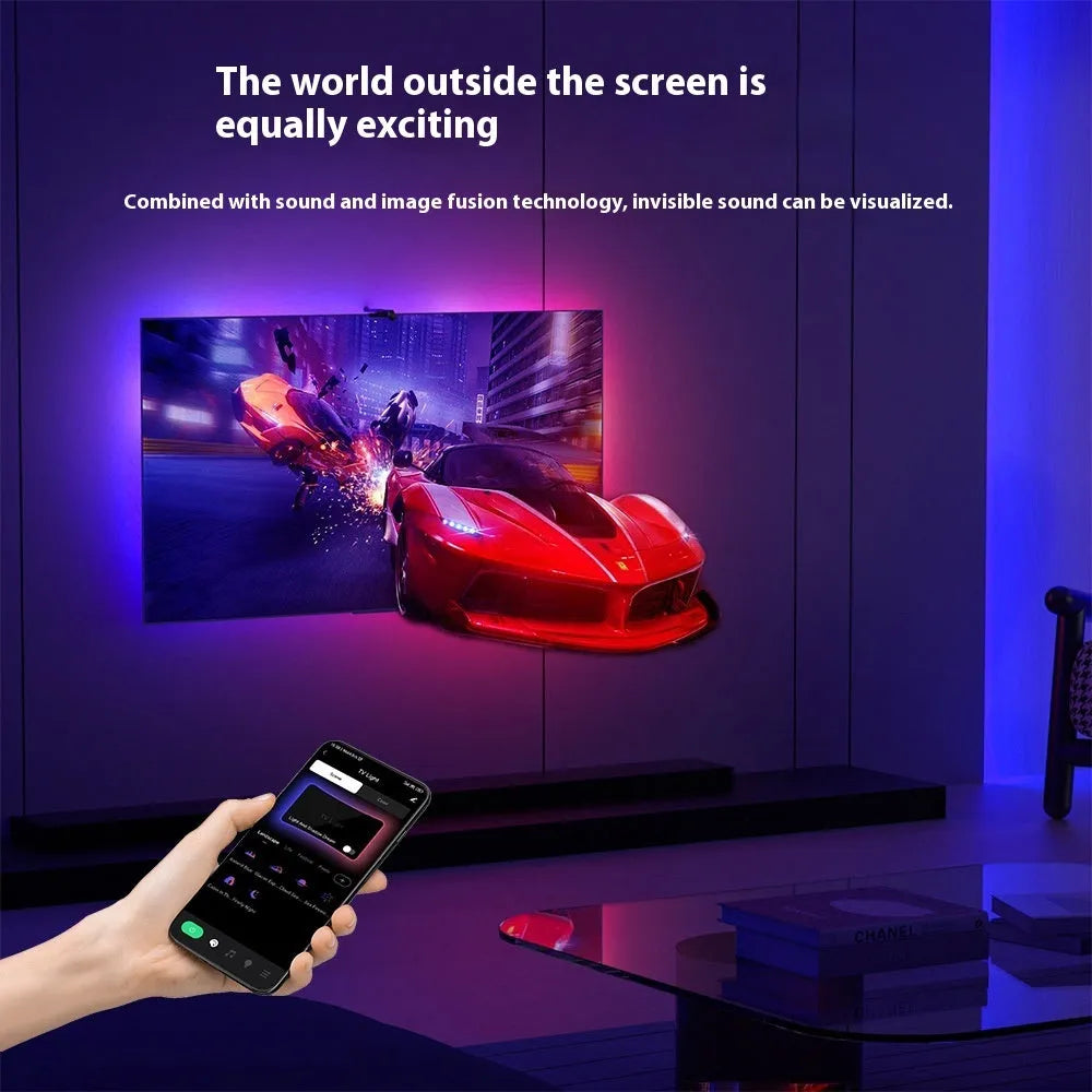 Sensor capture TV sync magic colour ambience light belt in 3.8m or 5m length with 5050 LEDs