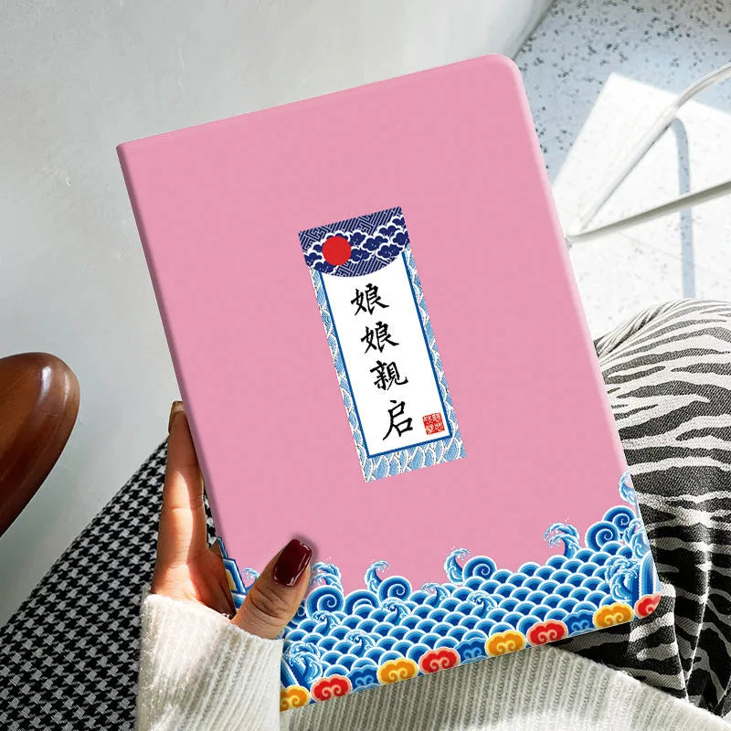 iPad cartoon leather TPU protection case in Elk colour, showing front and back views on a tablet.