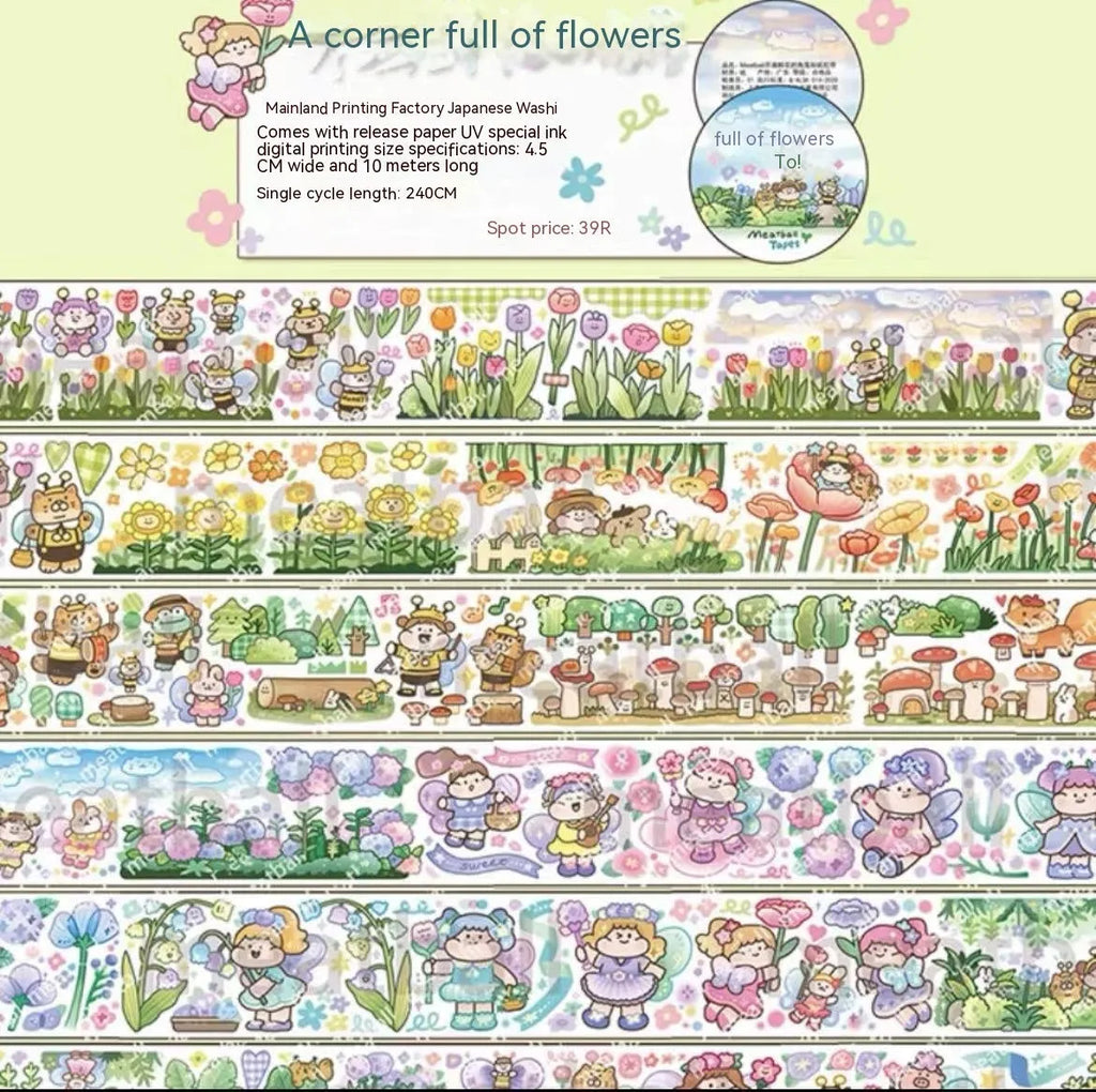 Cute cartoon character decorative sticker for haemorrhoid tape packaging, made from Japanese paper.