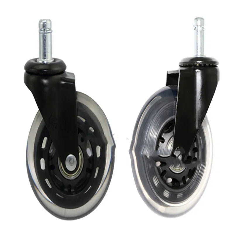 Benyu 2.5 inch black transparent furniture caster wheel with rubber tyre and metal stem
