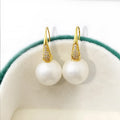 Geometric shell pearl drop earrings for women in fashionable OL style, one pair