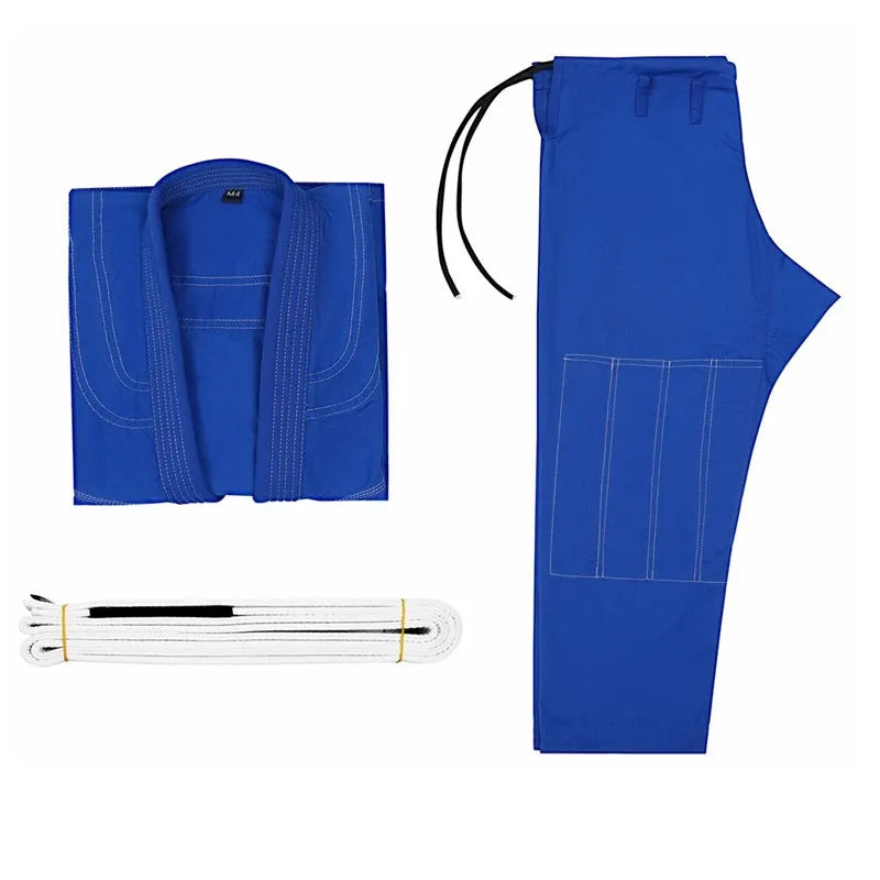 Thin Brazilian Jiu-Jitsu gi set in cotton blend fabric showing top and trousers training wear