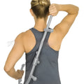 Grey plastic deep acupressure stick for manual massage of neck, back, leg, and foot