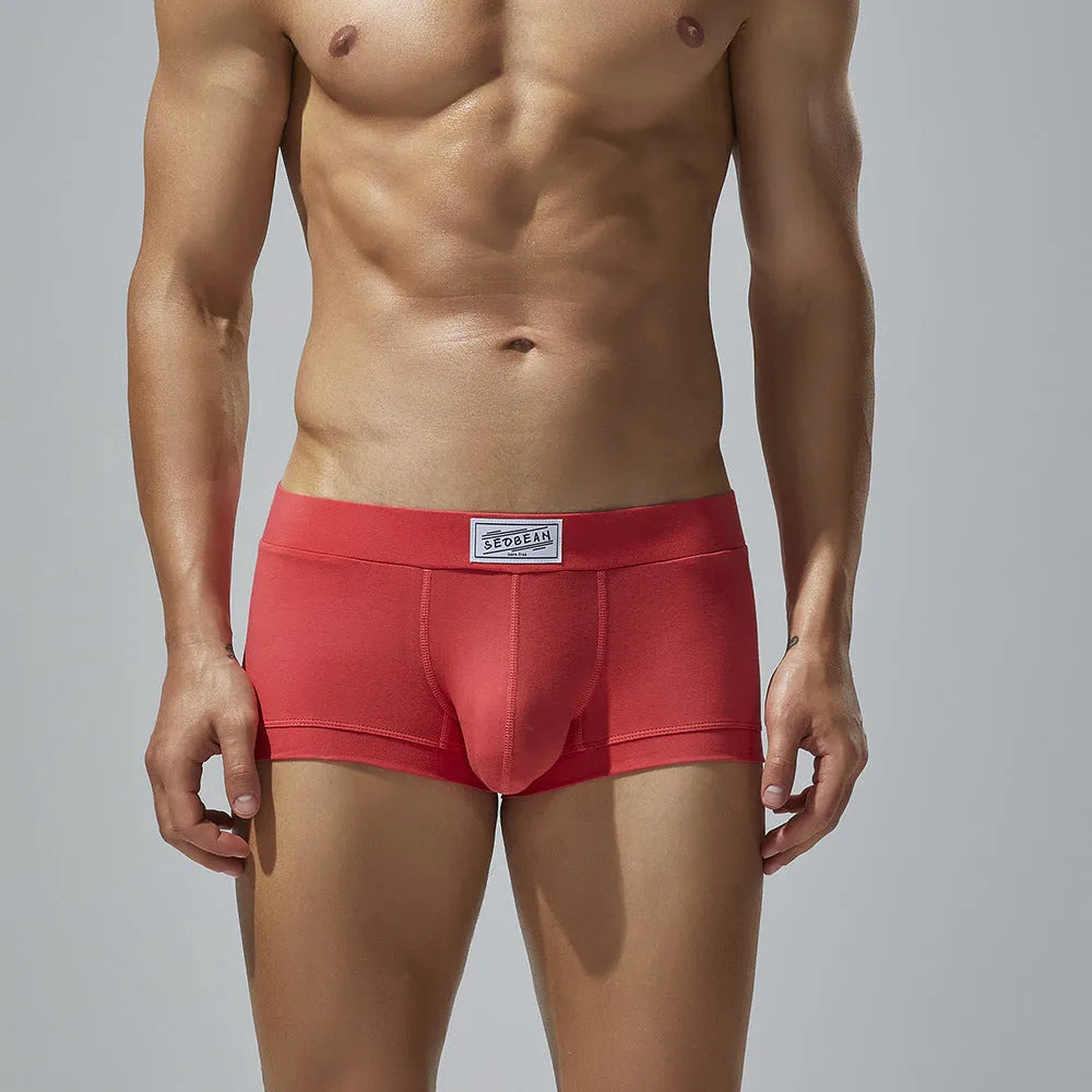 Solid colour cotton boxers shorts slim fit mid waist in dark gray for men