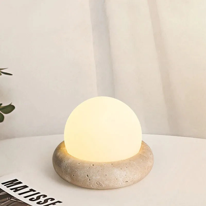 Cream modern simplicity bedside night lamp with remote control and rechargeable battery