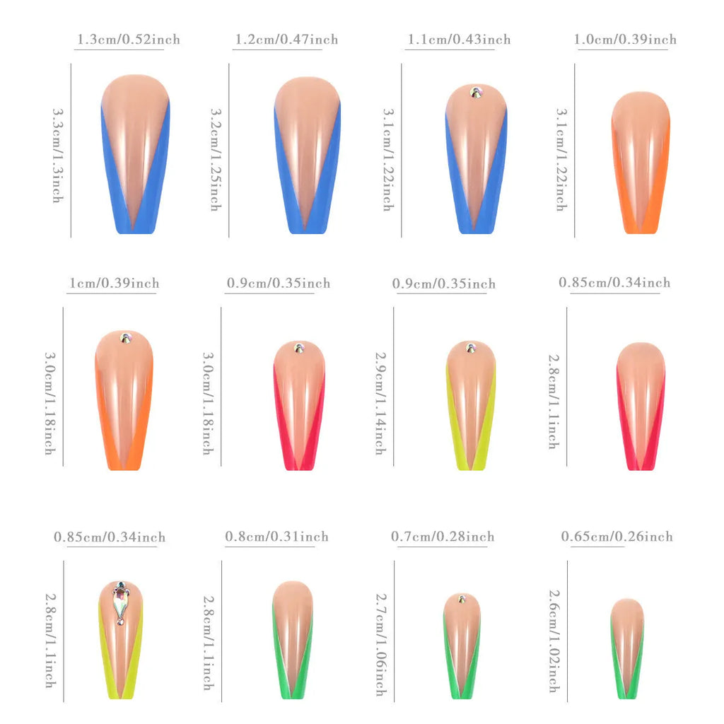 Diamond colour French artificial nail tips with detachable design and cartoon patterns including jelly glue and filing strips