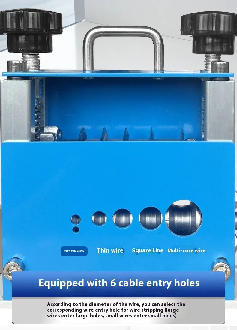 SD-017 manual handheld wire stripping machine shown from the side.