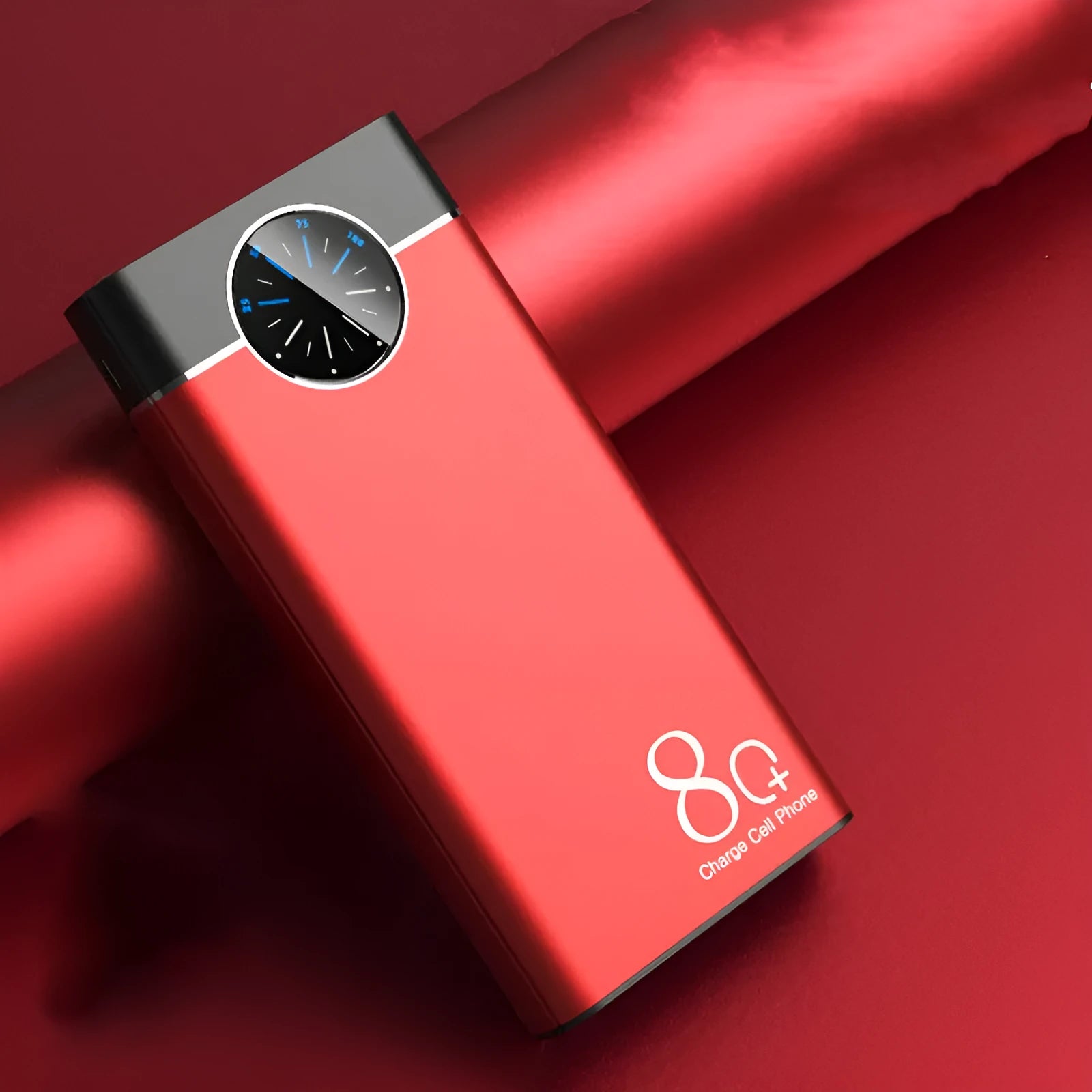 20000mAh alloy-shell power bank in black, red or blue with LED flashlight