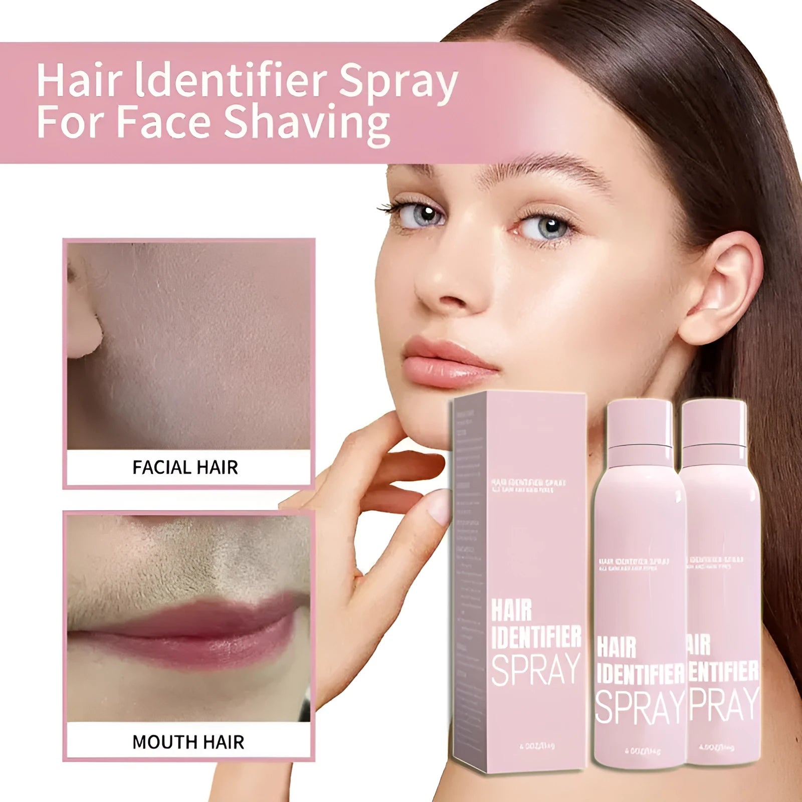 Hair identifier spray 100ml in PET bottle for face shaving and dermaplaning with mint extracts