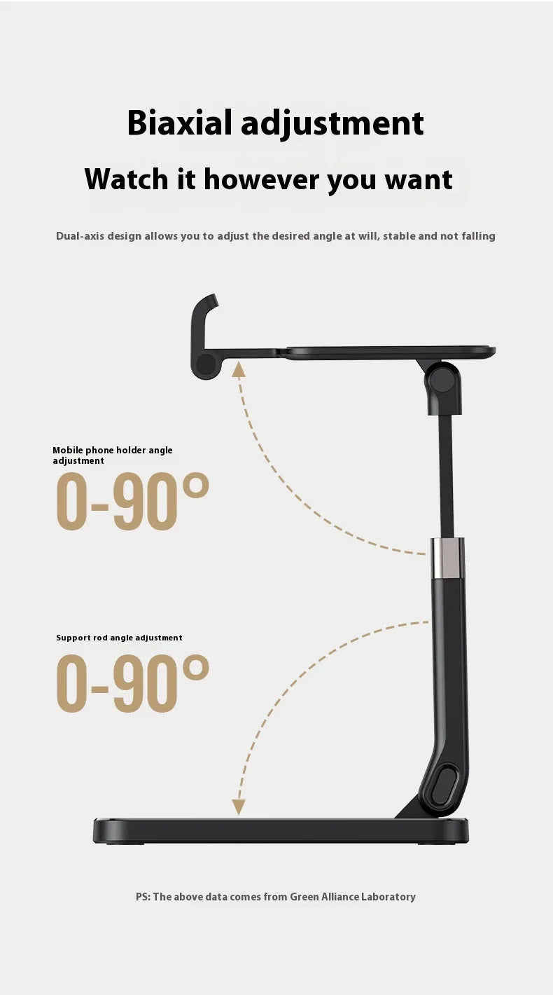 Black foldable PC ABS desktop phone bracket for 4-7.2 inch devices with lifting stand