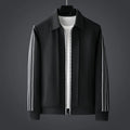 Casual sports men's long-sleeved cardigan sweater baggy coat in black top with cotton fabric