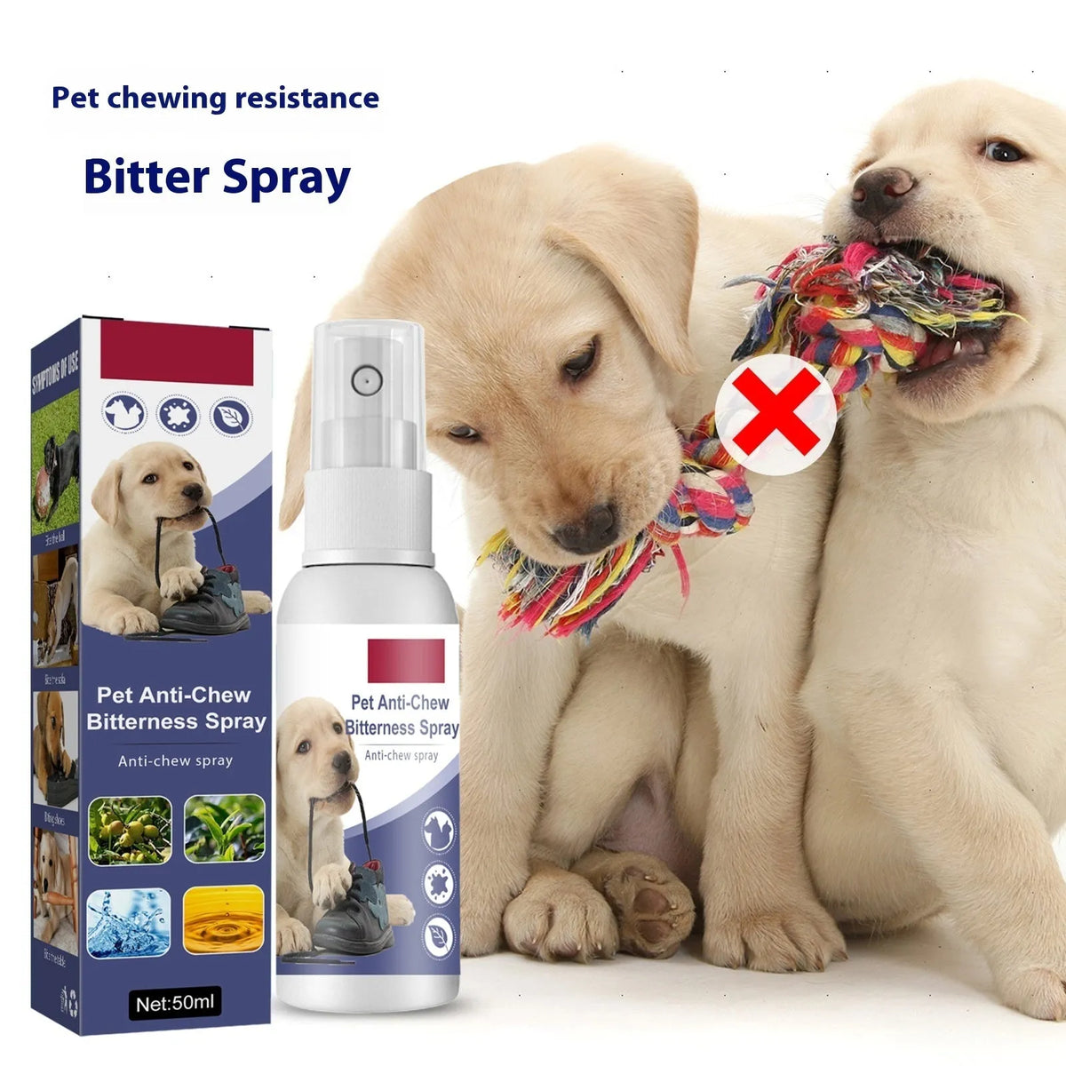 50ml boxed pet bitter anti-bite spray for dogs and cats, indoor sofa scratching deterrent