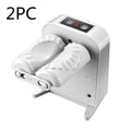 White electric automatic dumpling maker machine with USB charging cable and accessories