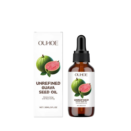 30ml clear bottle of guava seed oil facial serum with dropper