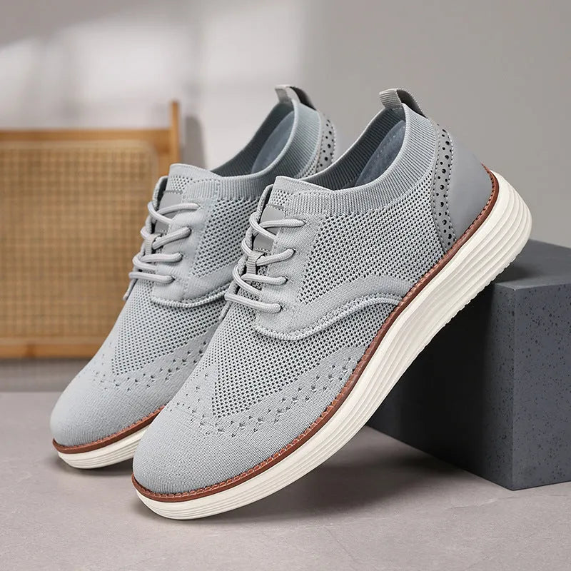 Men's breathable mesh hiking shoes with rubber sole, round toe, low heel, available in six colours