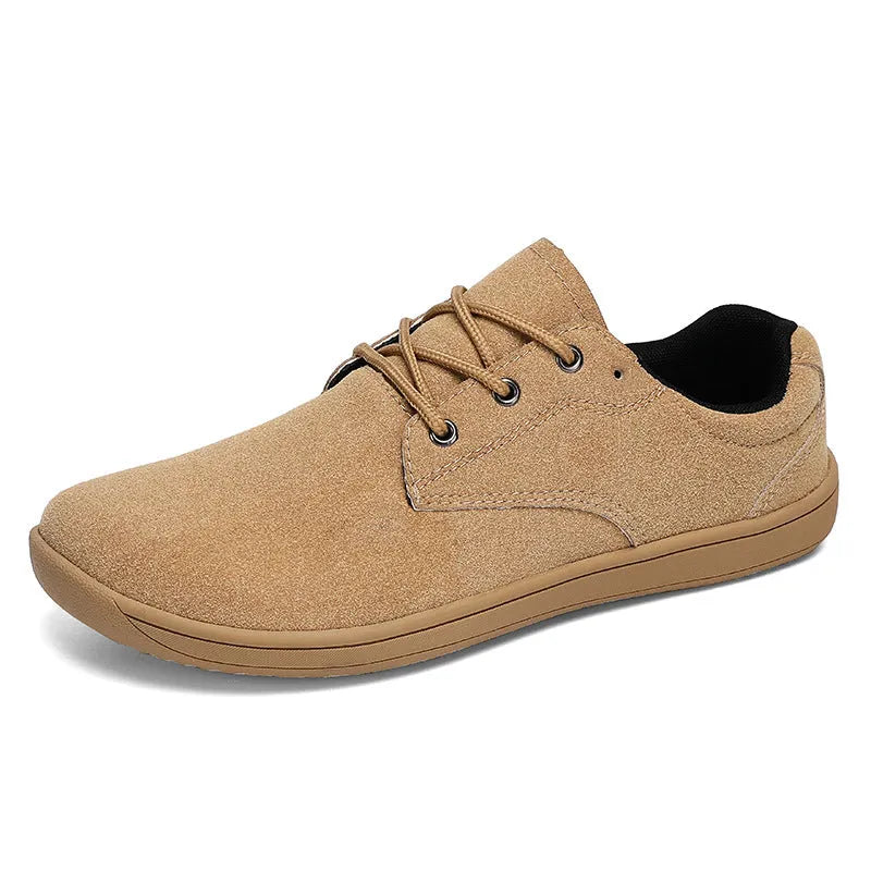 Spring suede large size casual flat shoes for men black with rubber sole and stitching