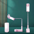 Wireless live broadcast bracket fill light retractable stand for smartphone in white, shown on a desk with a phone mounted.