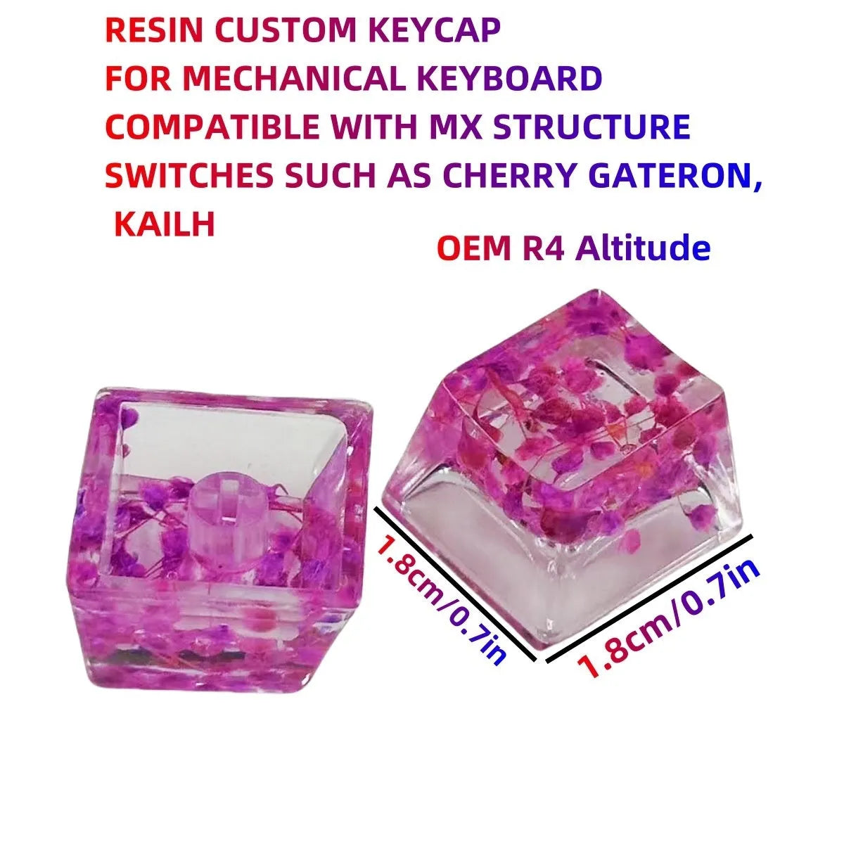 Resin mechanical keyboard keycap with starry sky pattern in transparent material