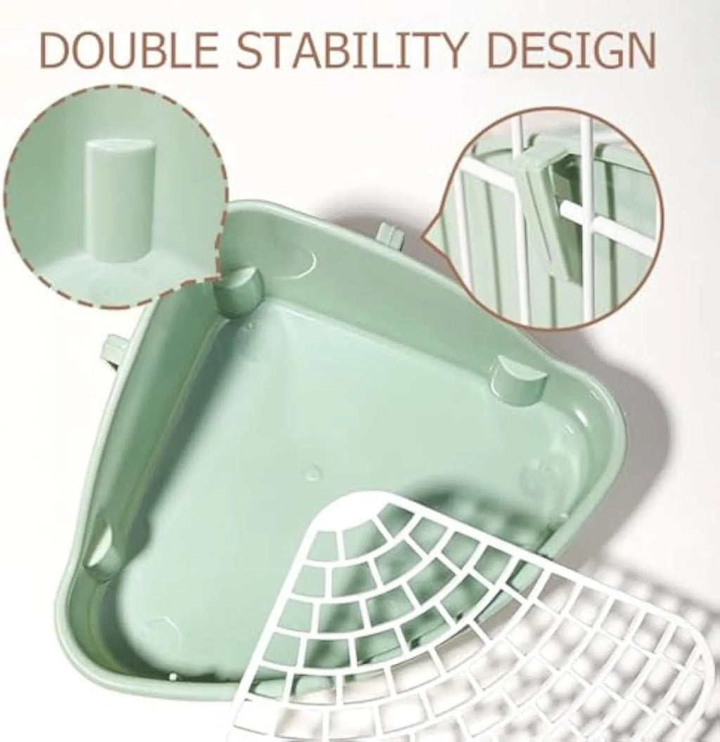 Triangular rabbit litter box corner toilet for small pets in green colour