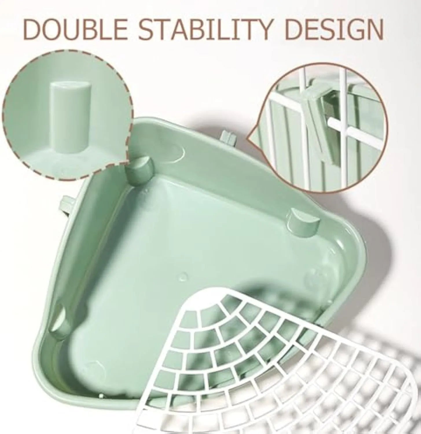 Triangular rabbit litter box corner toilet for small pets in green colour