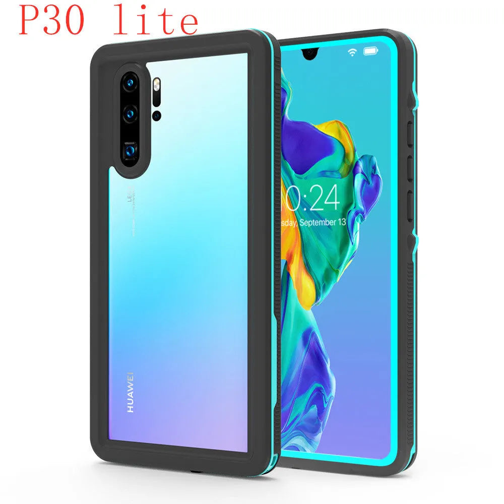 Huawei P30 series anti-drop phone case with wave point design in black and blue colour options